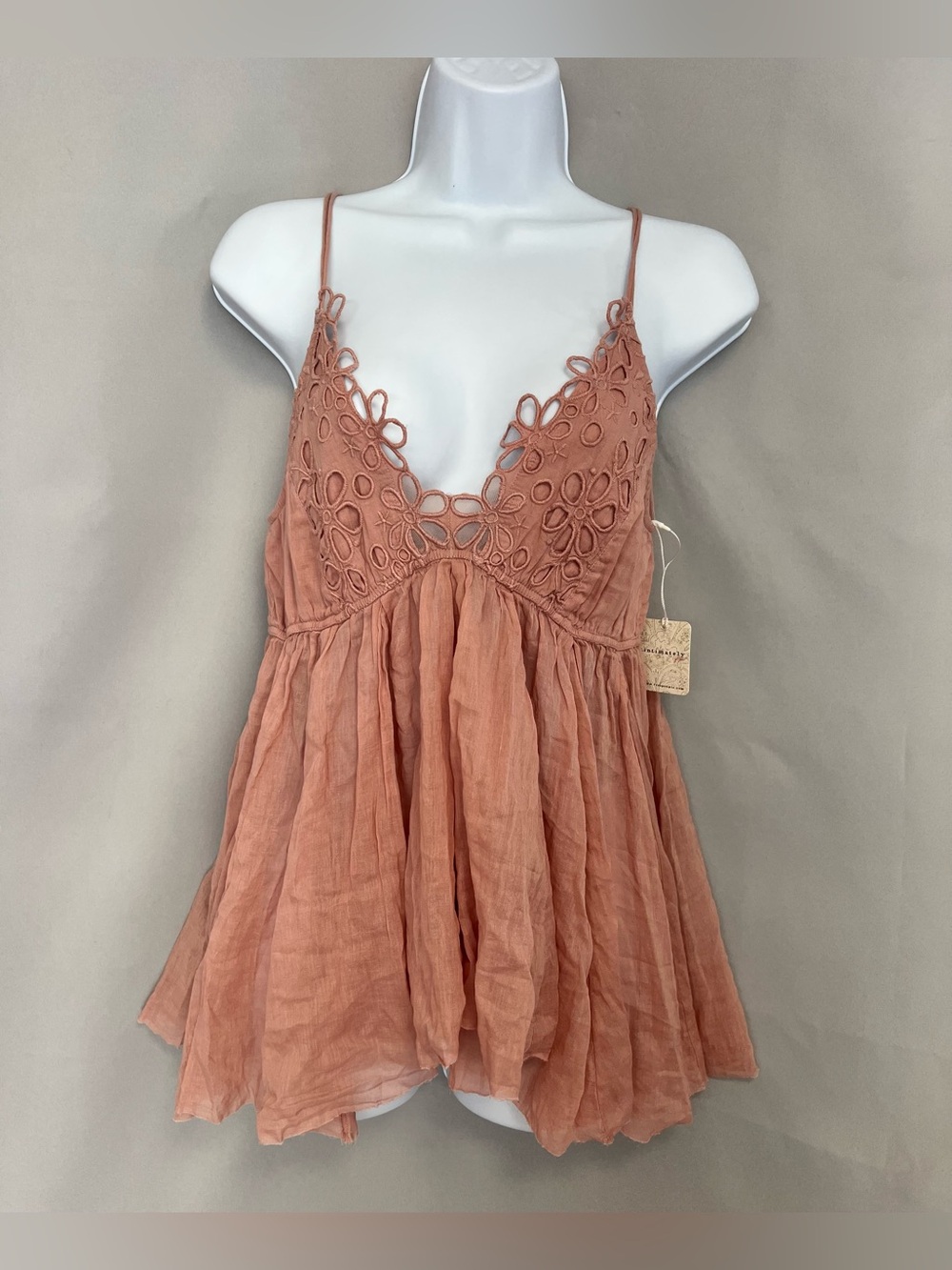 Free People Dress Womans S Pink Adella Lace Intimately Flowy Ruffles Boho New